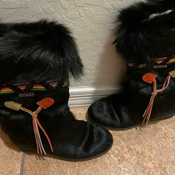 Bottes Après-ski Vintage Tecnica - Fourrure De Chèvre - Fabriquées En Italie - Femme UK 8/US 9